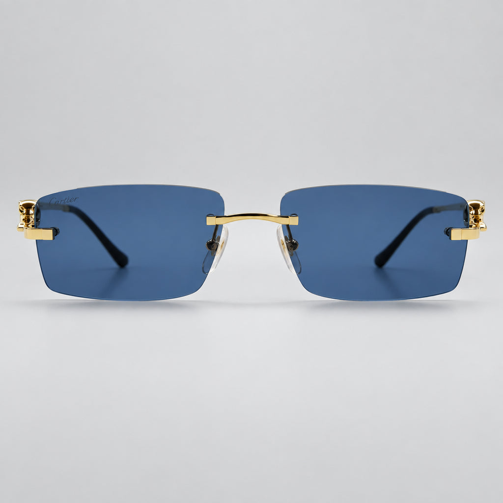 Cartier Panthère de C Unisex Gold & Blue Rimless Sunglasses