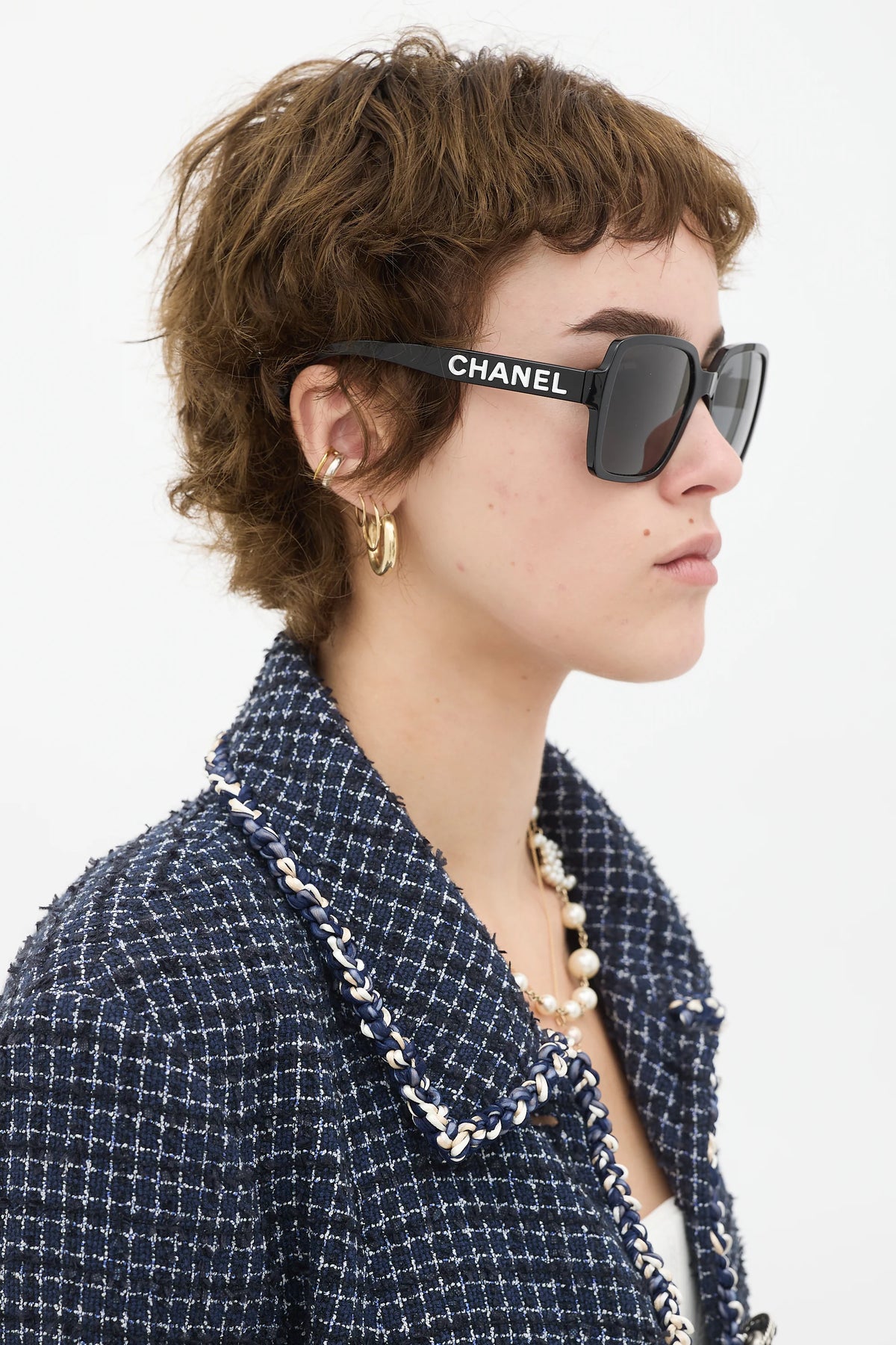 Chanel Women Logo Square Black Sunglasses