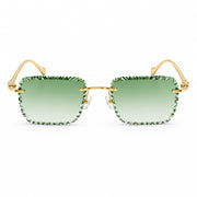 Cartier Panthère de Unisex Rimless Green Gradient Lens Split Diamond Cut Sunglasses