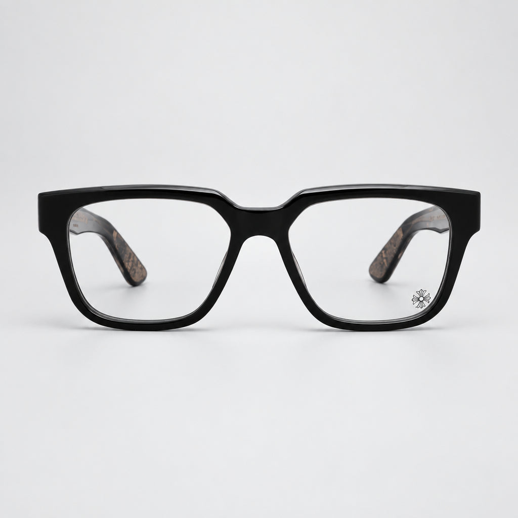 Chrome Hearts Vagillionaire II Square-Frame Black & Gold Glasses