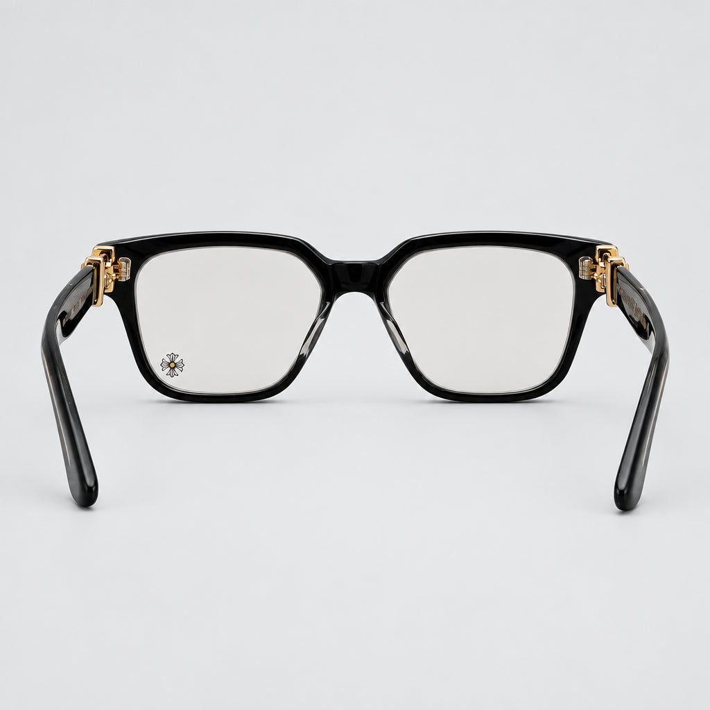Chrome Hearts Vagillionaire II Square-Frame Black & Gold Glasses