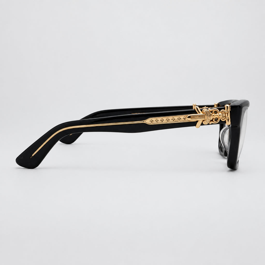 Chrome Hearts Vagillionaire II Square-Frame Black & Gold Glasses