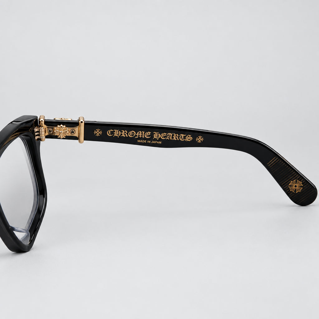 Chrome Hearts Vagillionaire II Square-Frame Black & Gold Glasses