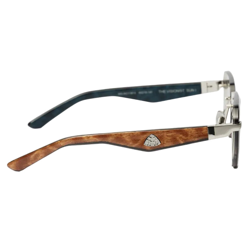 Maybach THE VISIONIST SUN I Unisex Geometric Rimless Luxury Platinum Brown Wood / Grey Gradient Sunglasses