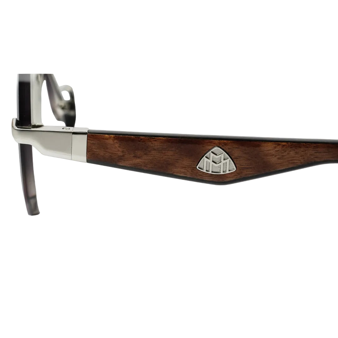 Maybach THE VISIONIST SUN I Unisex Geometric Rimless Luxury Platinum Brown Wood / Grey Gradient Sunglasses