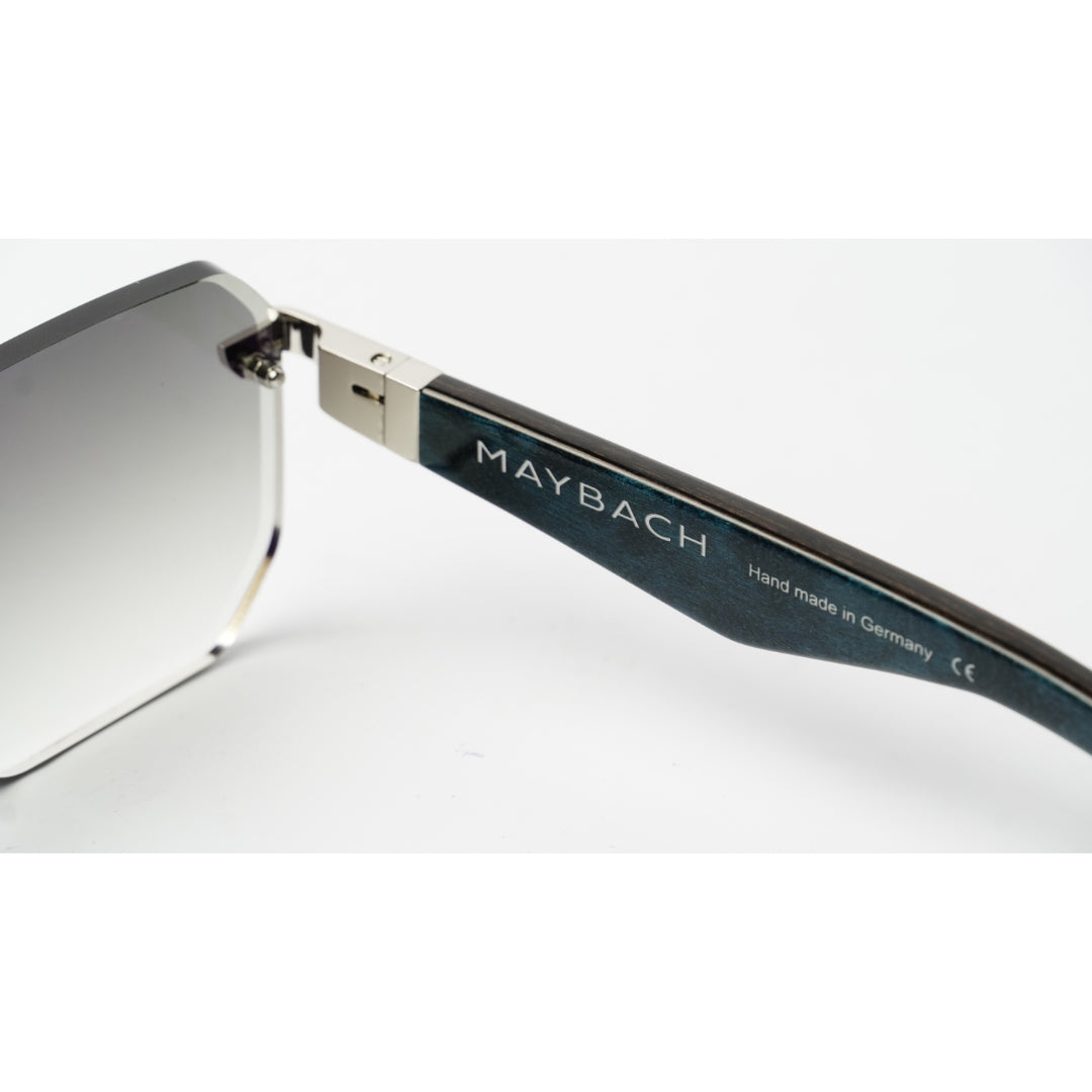 Maybach THE VISIONIST SUN I Unisex Geometric Rimless Luxury Platinum Brown Wood / Grey Gradient Sunglasses