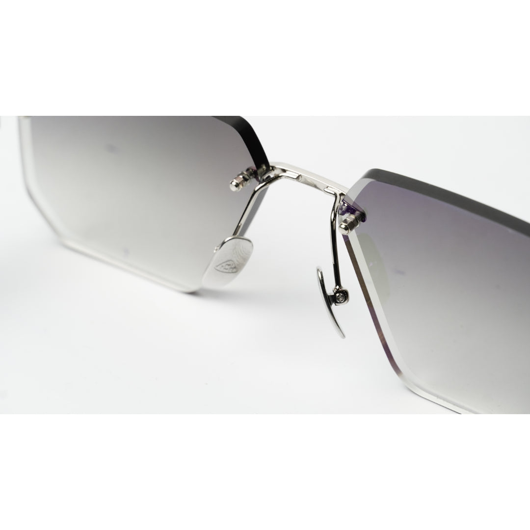 Maybach THE VISIONIST SUN I Unisex Geometric Rimless Luxury Platinum Brown Wood / Grey Gradient Sunglasses