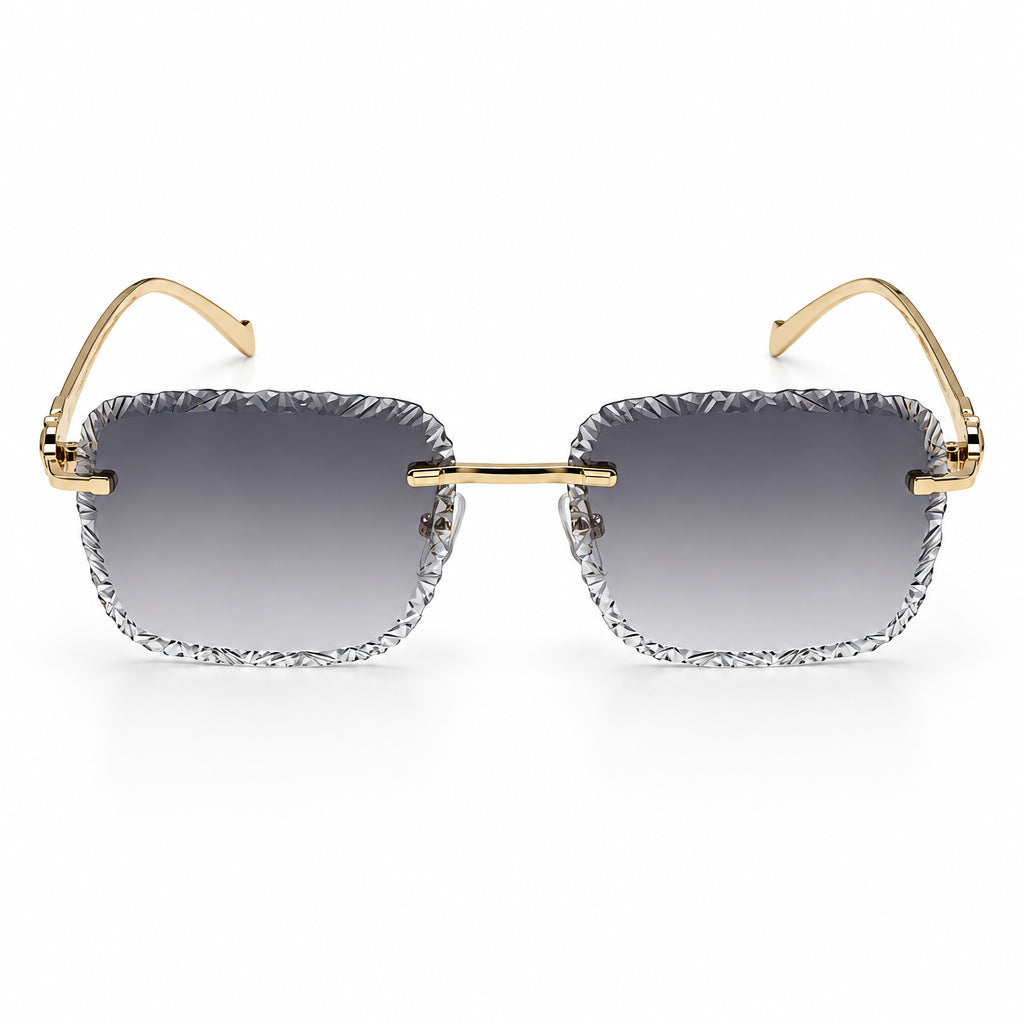Cartier Panthère de Unisex Rimless Grey Gradient Split Diamond Cut Sunglasses