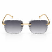 Cartier Panthère de Unisex Rimless Grey Gradient Split Diamond Cut Sunglasses