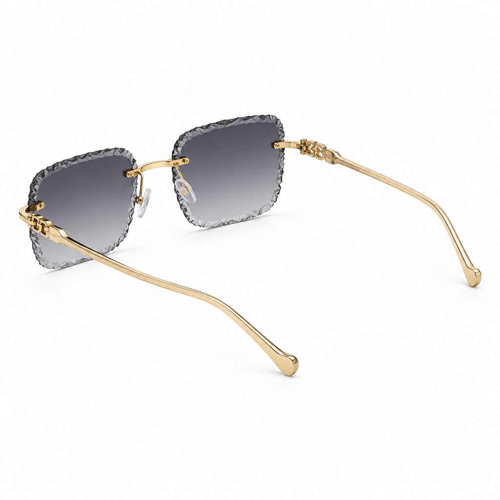 Cartier Panthère de Unisex Rimless Grey Gradient Split Diamond Cut Sunglasses