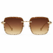 Cartier Panthère de Unisex Rimless Brown Gradient Lens Split Diamond Cut Sunglasses