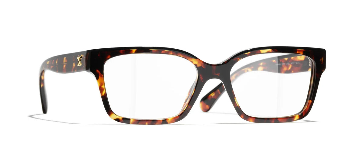 Chanel Women Rectangular Tortoise Eyeglasses