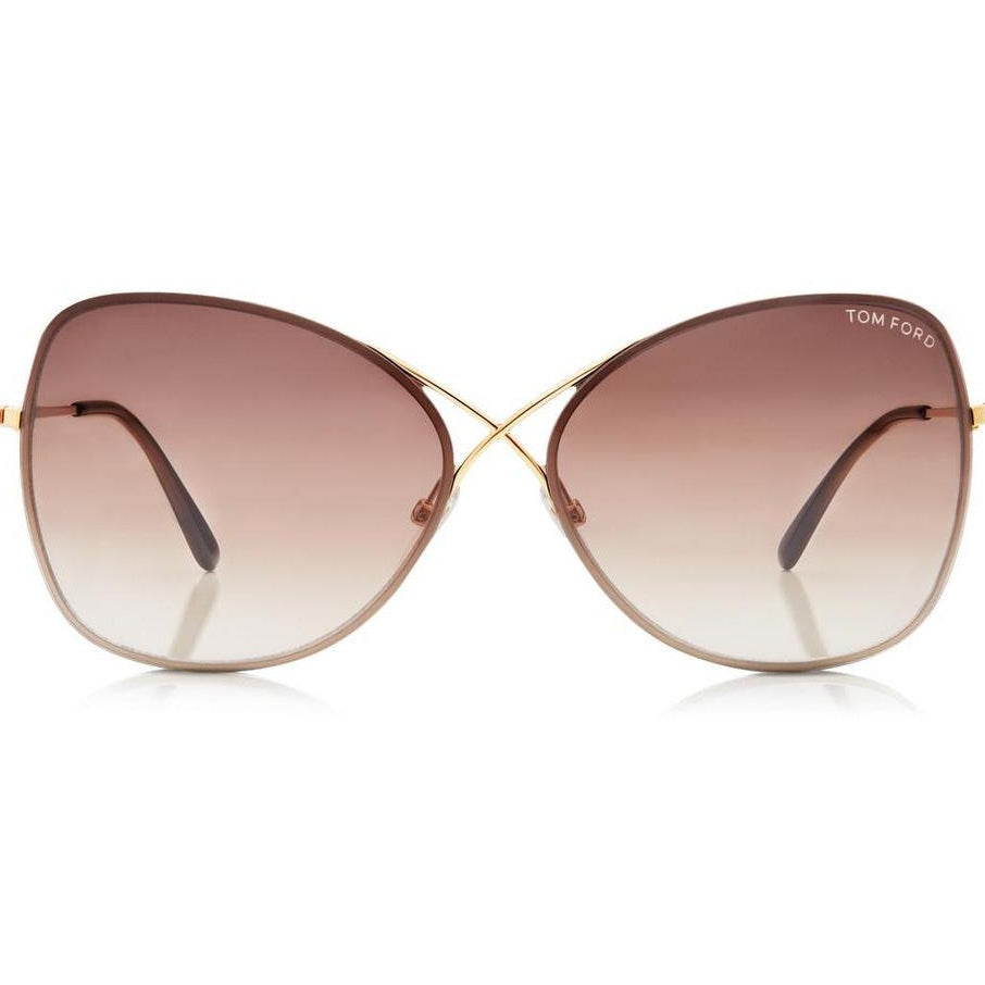Tom Ford Women Butterfly Frame Rose Gold Sunglasses