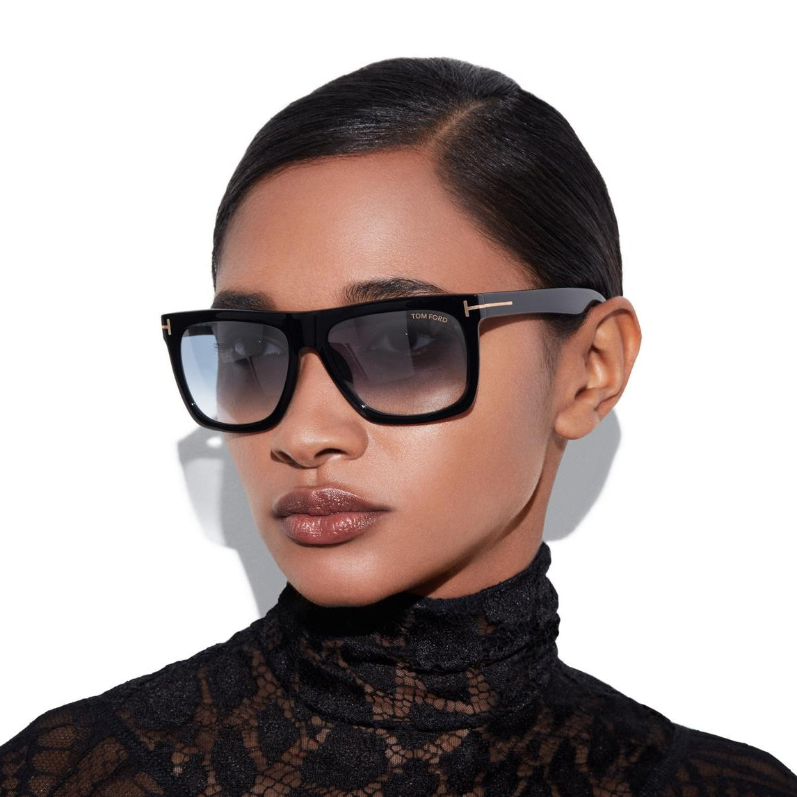 Tom Ford Women Square Frame Phantom Black Sunglasses
