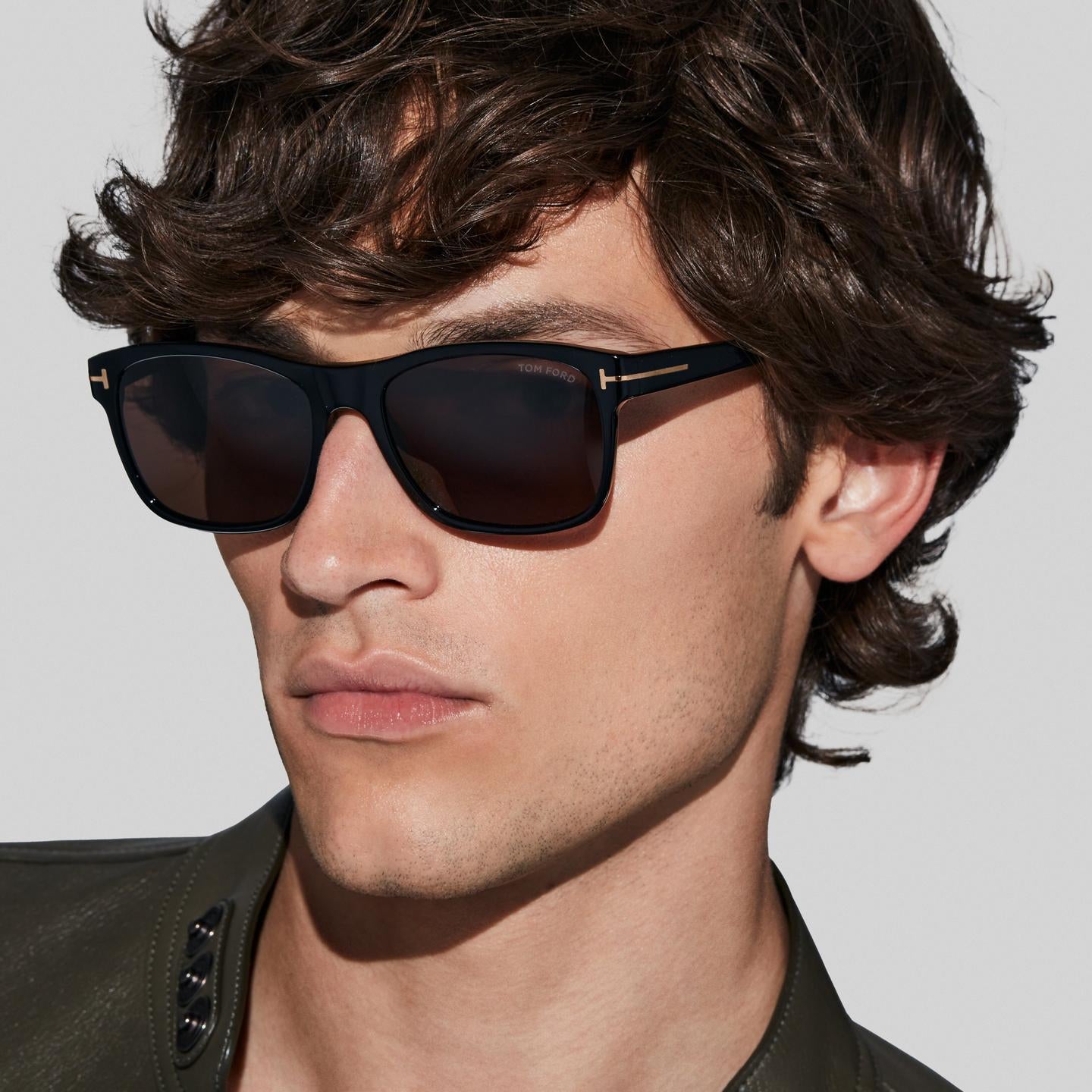 Tom Ford Men Square Frame Black Sunglasses
