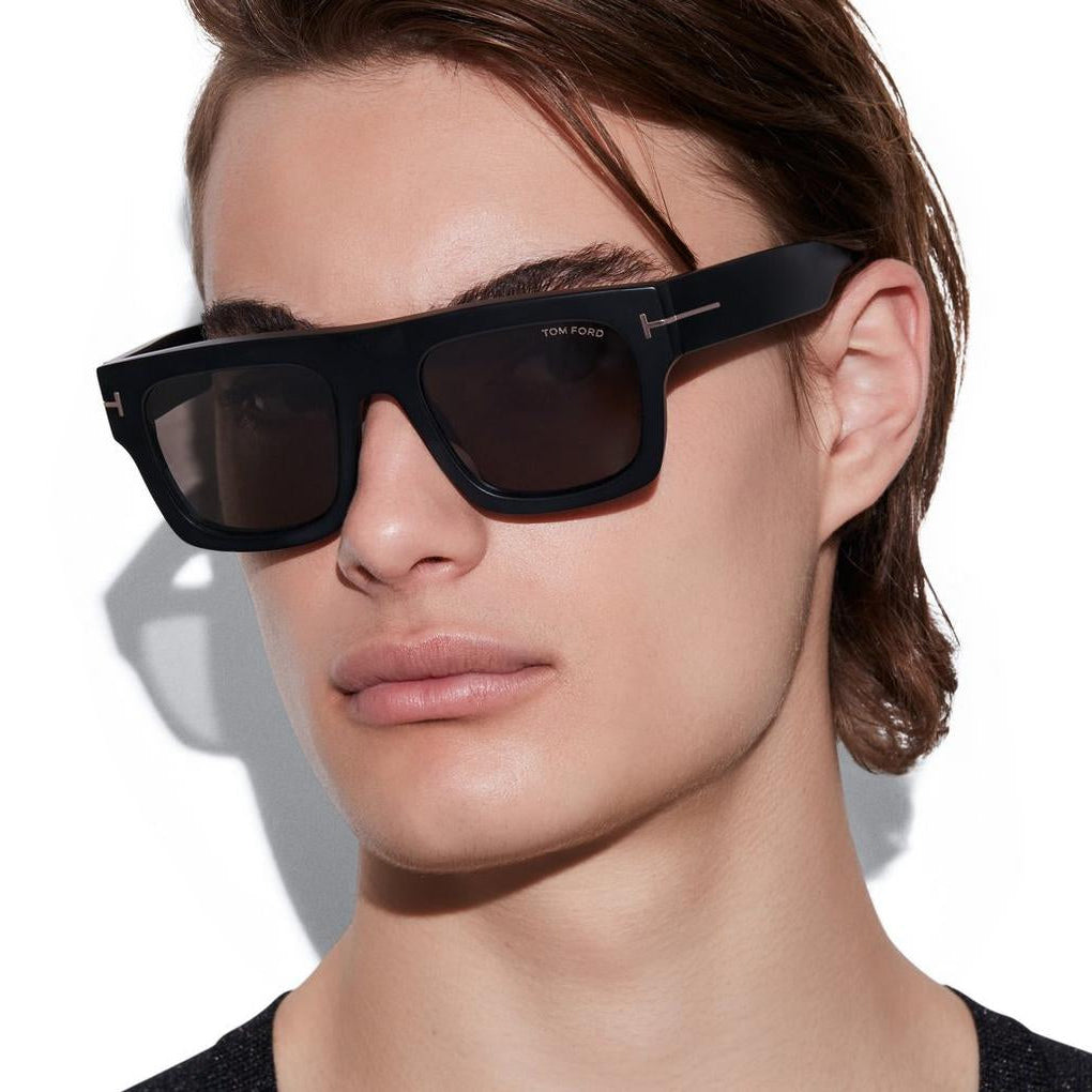 Tom Ford Men Square Frame Matte Black Sunglasses