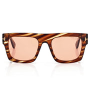 Tom Ford Women Square Frame Blonde Havana Sunglasses