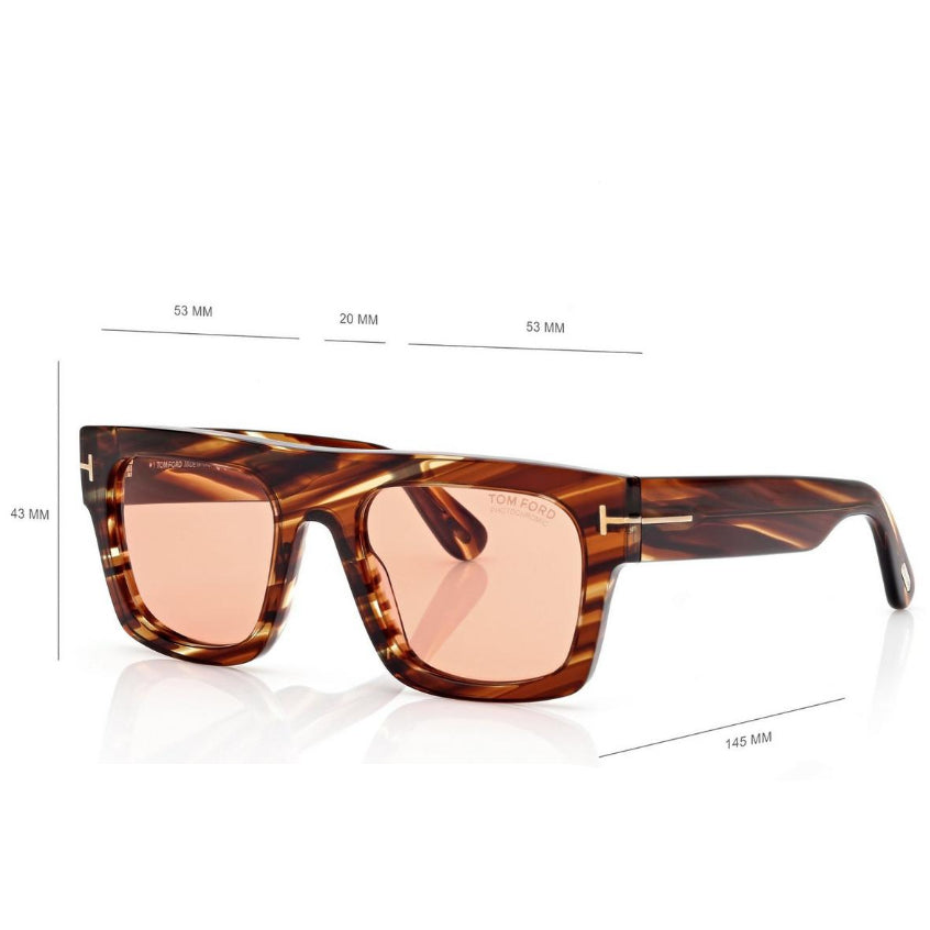 Tom Ford Women Square Frame Blonde Havana Sunglasses