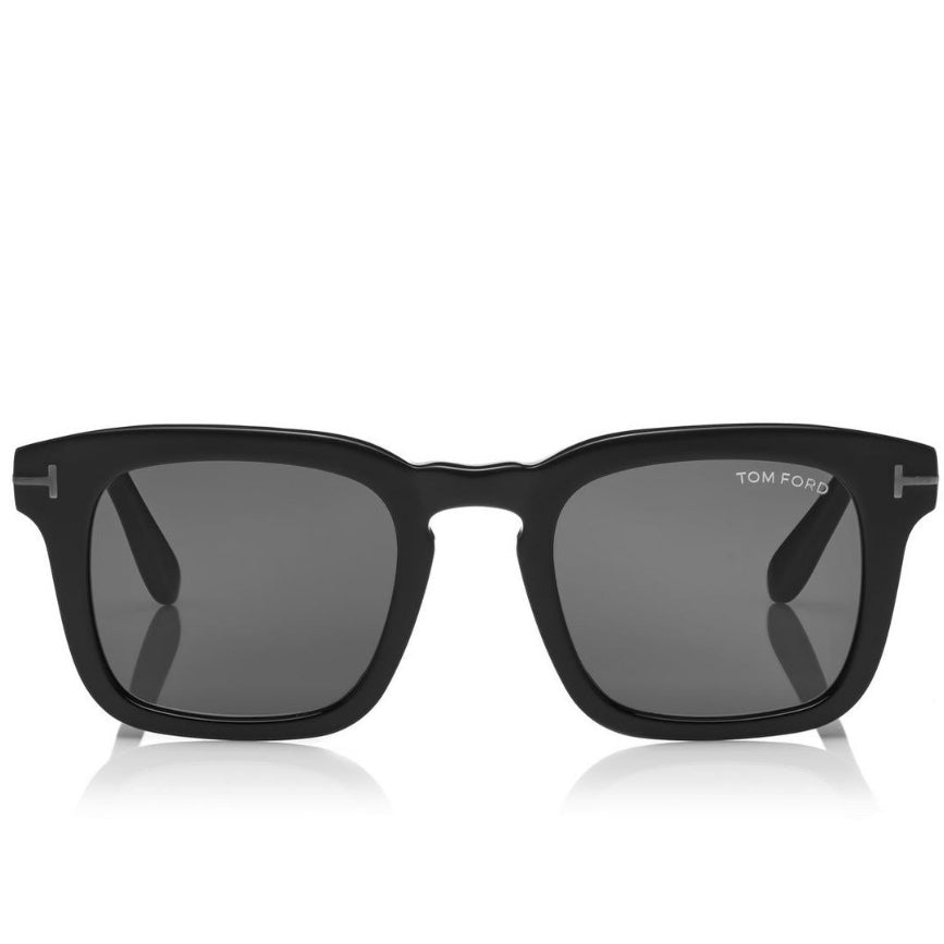 Tom Ford Women  Square Frame Shiny Matte Black Sunglasses