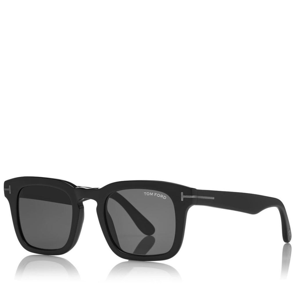 Tom Ford Men Square Frame Shiny Matte Black Sunglasses