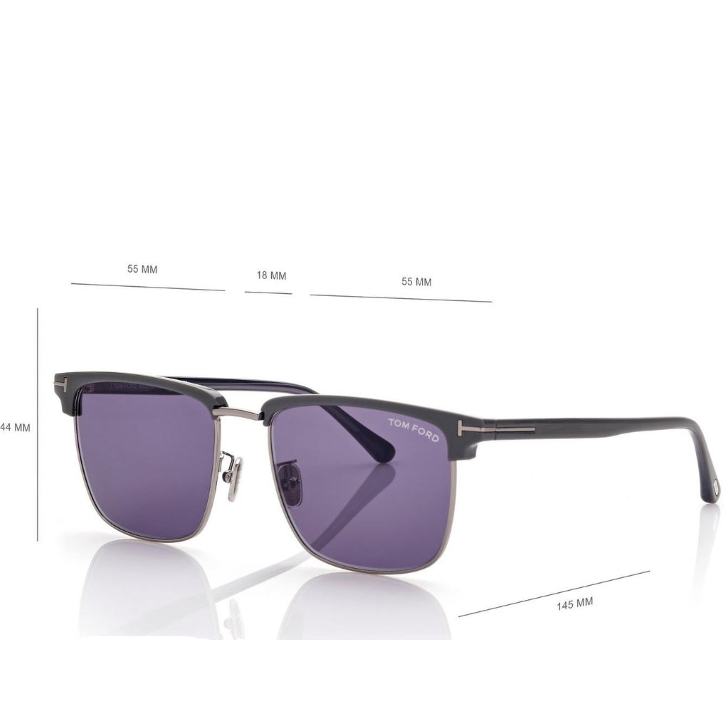 Tom Ford Men Rimless Frame Shiny Mastic Black Sunglasse