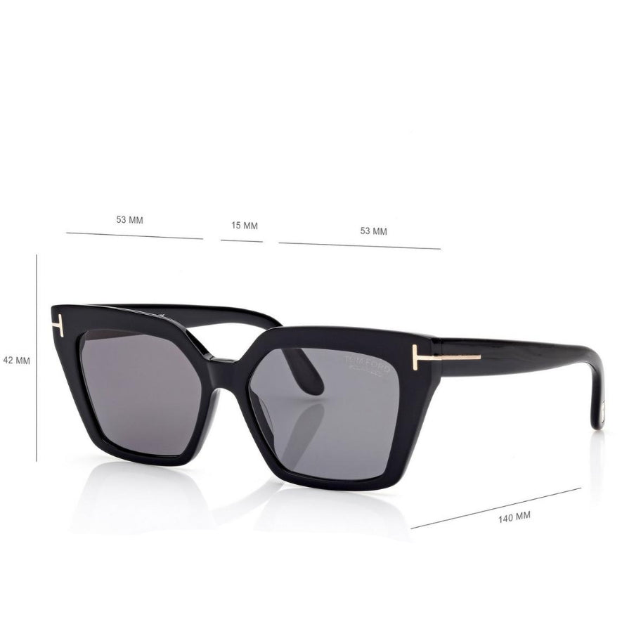 Tom Ford Women Cat Eye Frame Volcanic Black Sunglasses