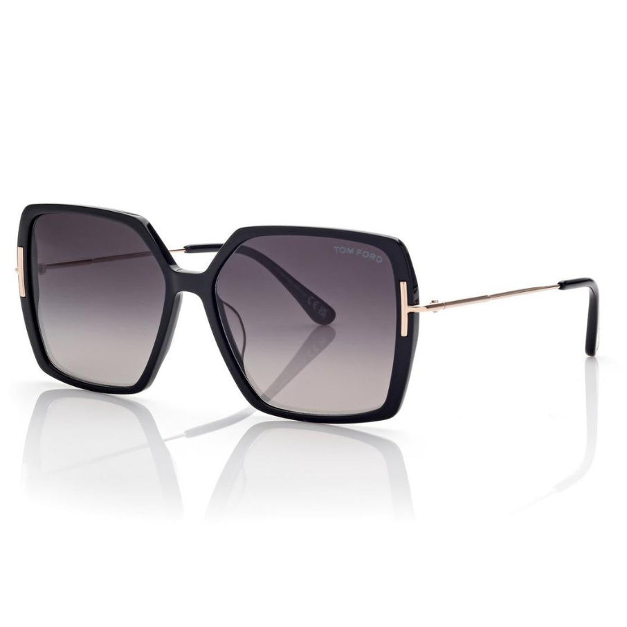 Tom Ford Women Square Frame Carban Black Sunglasses