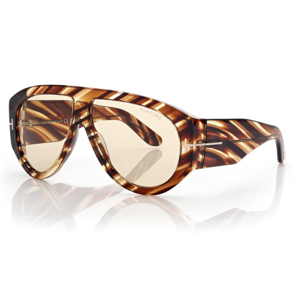 Tom Ford Men Pilot Frame Havana Sunglasses