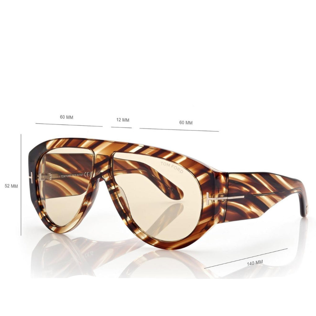 Tom Ford Men Pilot Frame Havana Sunglasses