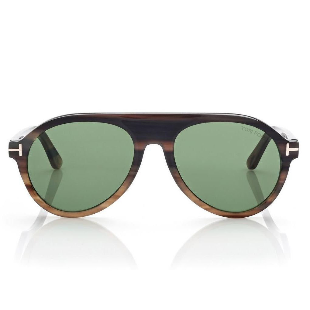 Tom Ford Men Mask Frame Brown Horn Sunglasses