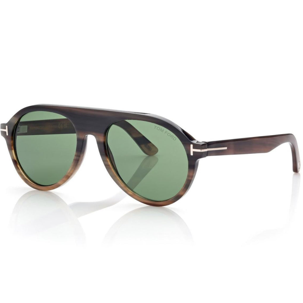 Tom Ford Men Mask Frame Brown Horn Sunglasses