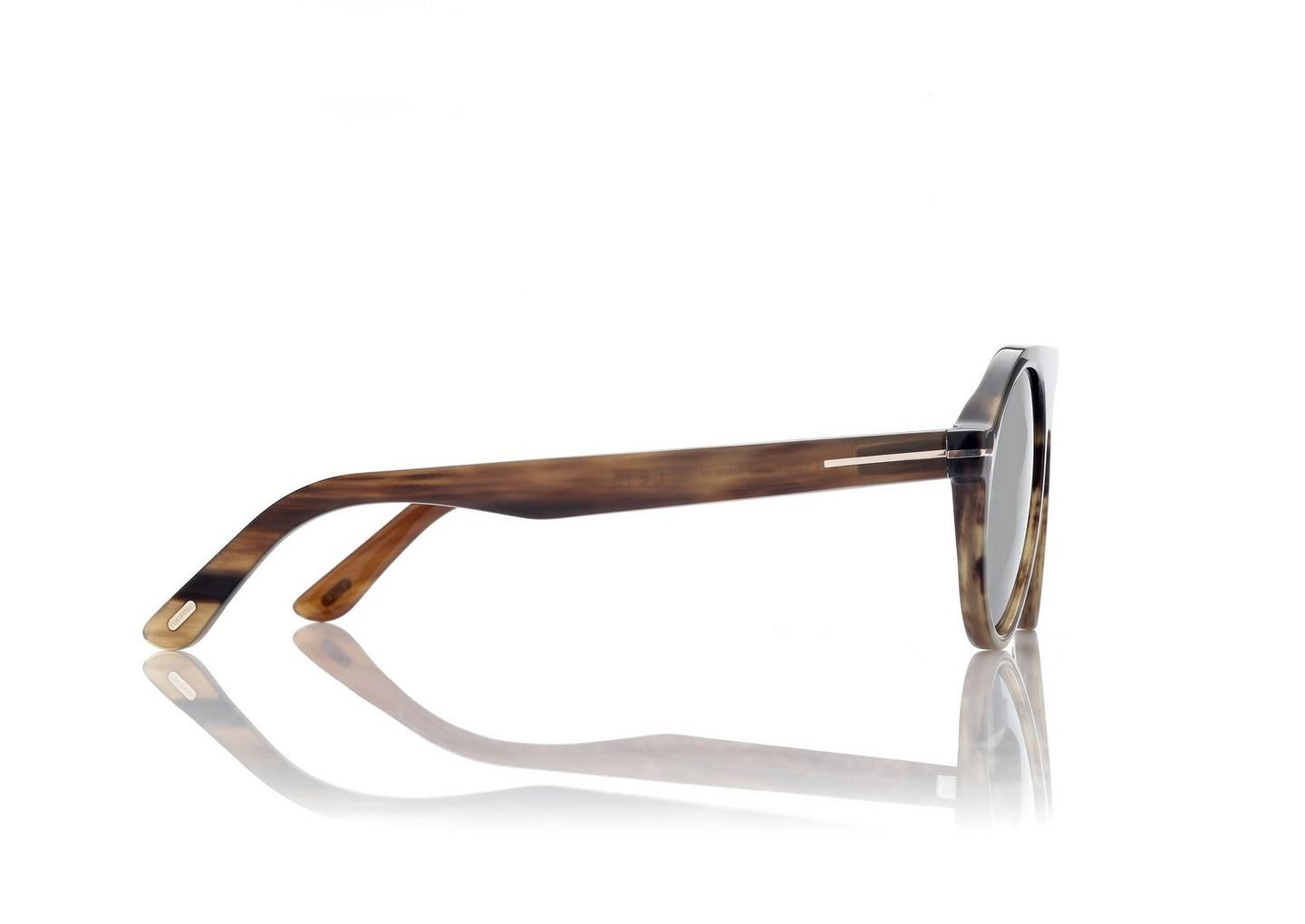 Tom Ford Men Mask Frame Brown Horn Sunglasses