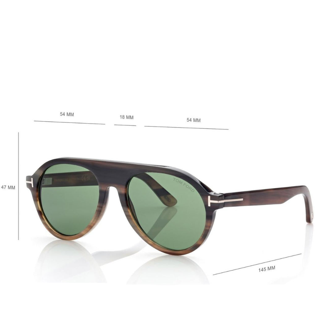 Tom Ford Men Mask Frame Brown Horn Sunglasses