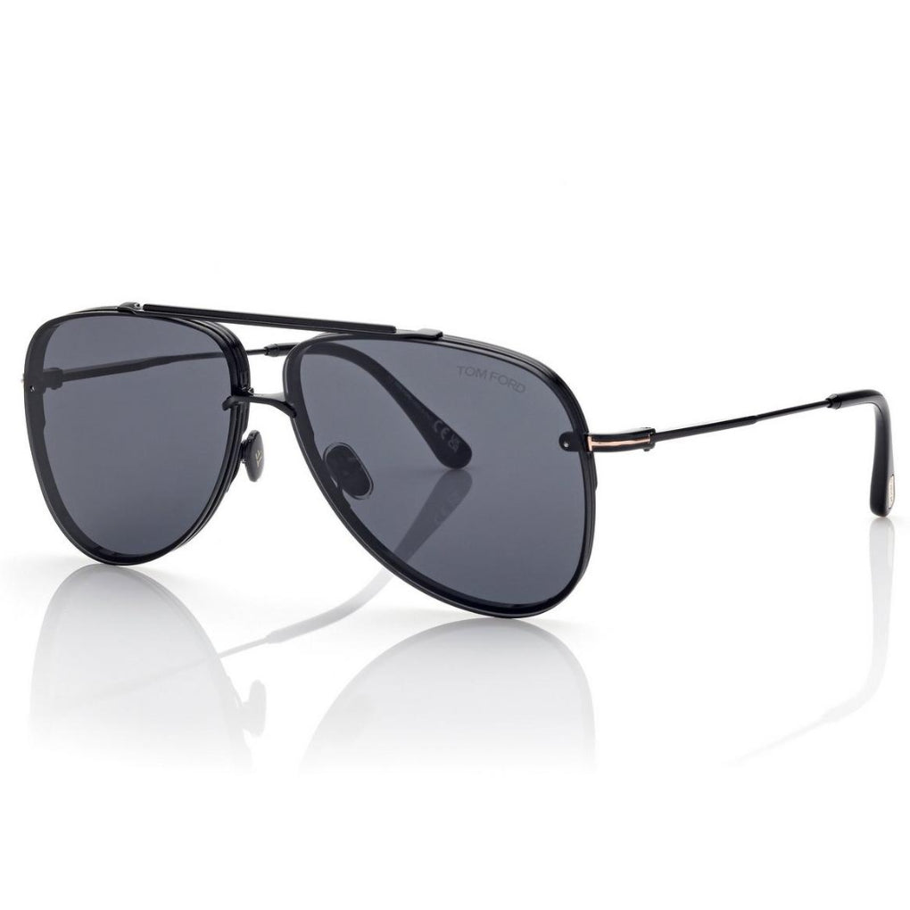 Tom Ford Women Pilot Fram Shiny Coal Black Sunglasses
