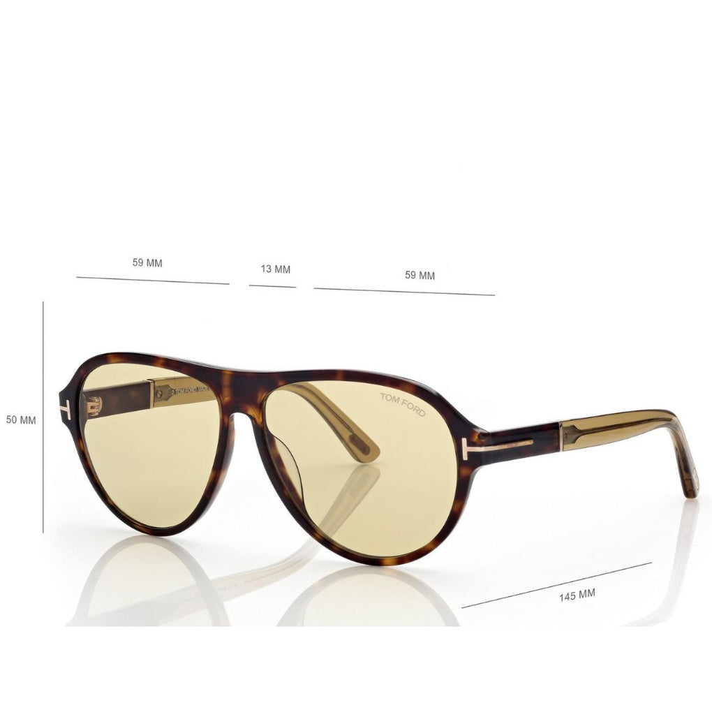 Tom Ford Men Pilot Frame Dark Tortoise Sunglasses