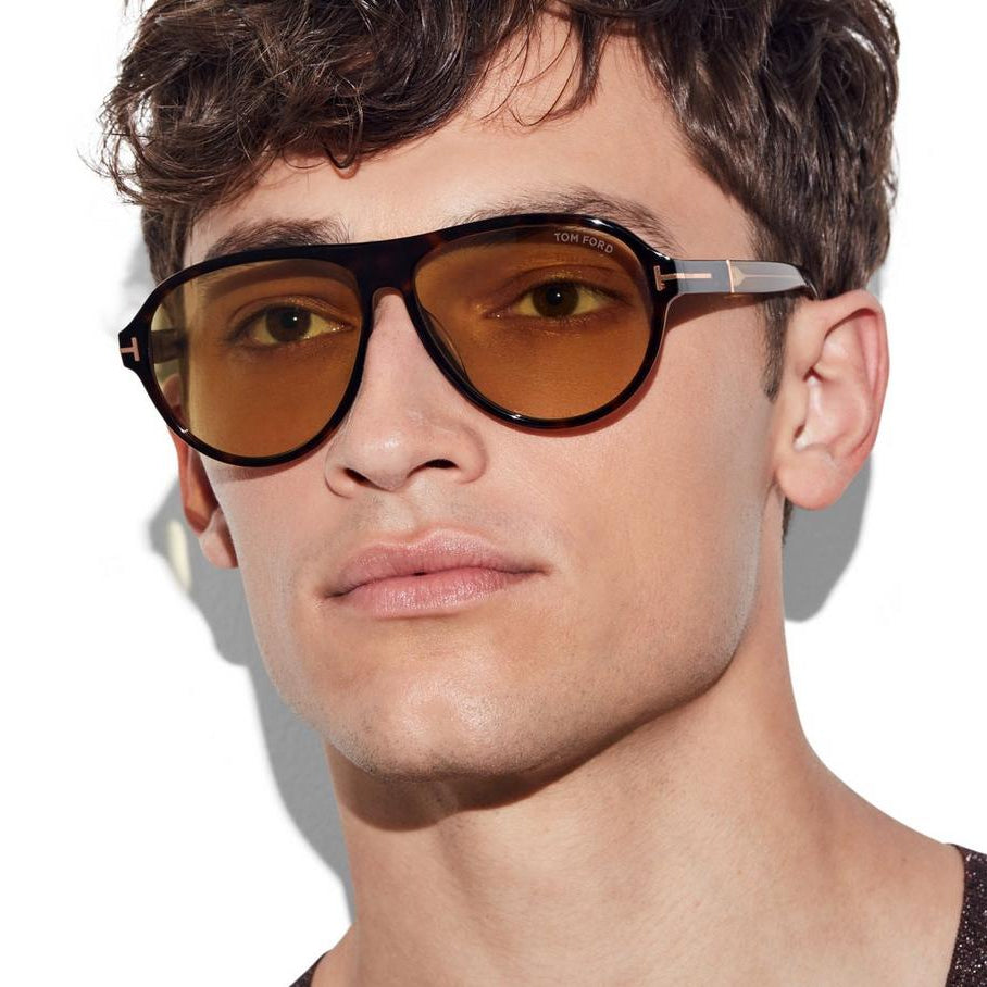 Tom Ford Women Pilot Frame Dark Havana Brown Sunglasses