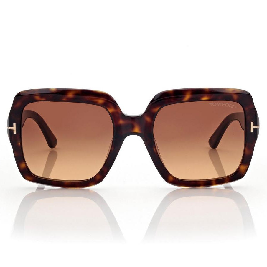 Tom Ford Women Square Frame Red Havana Sunglasses
