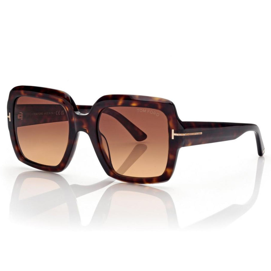Tom Ford Women Square Frame Red Havana Sunglasses