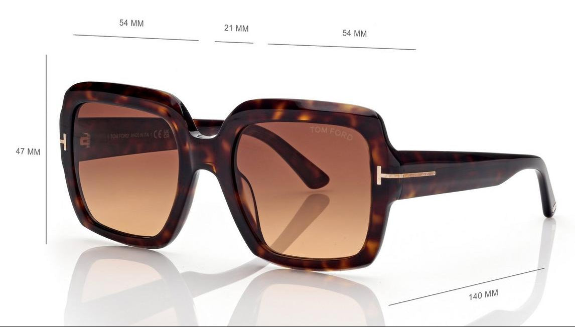 Tom Ford Women Square Frame Red Havana Sunglasses