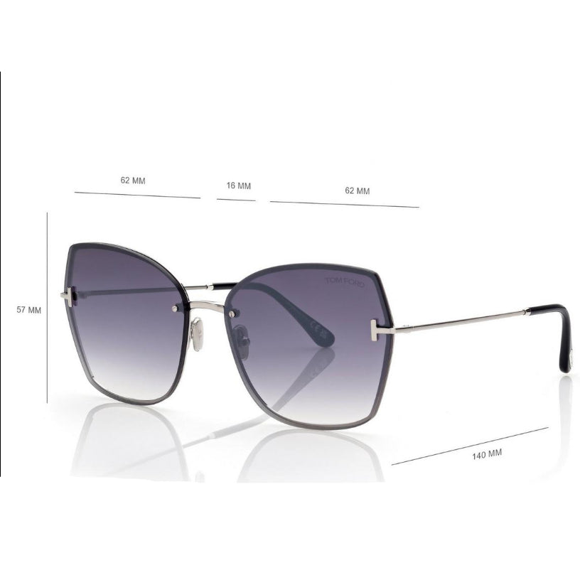 Tom Ford Women Butterfly  Frame Silver Sunglasses