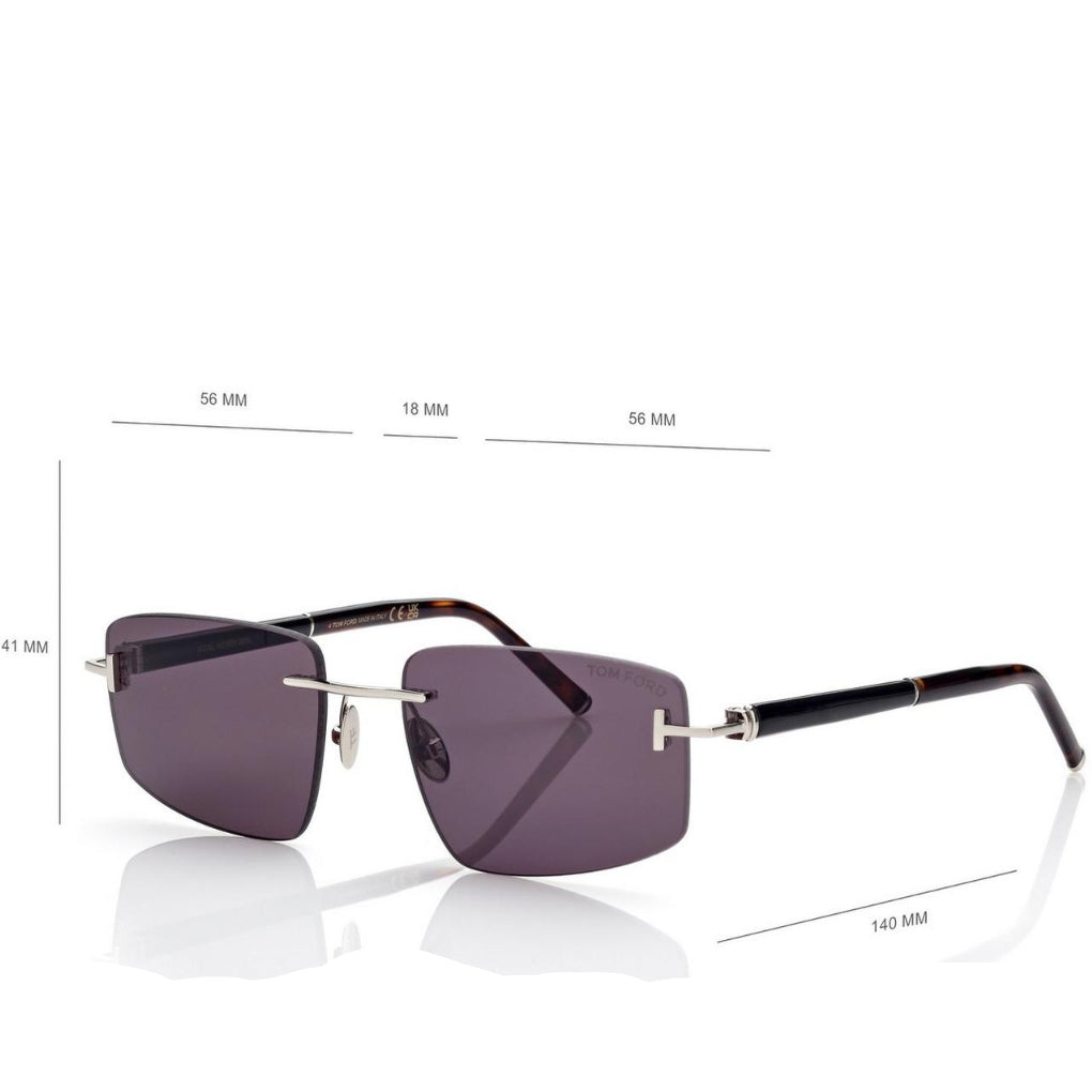 Tom Ford Men Rimless Frame Shiny Palladium Sunglasse
