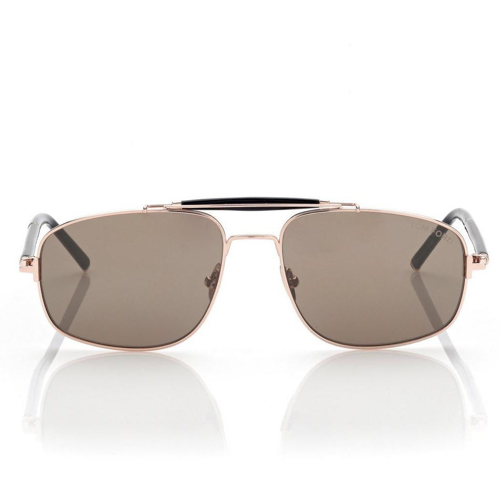 Tom Ford Men Pilot Frame Shiny Rose Gold Sunglasses