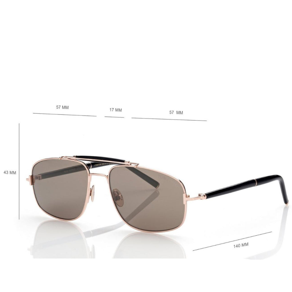 Tom Ford Men Pilot Frame Shiny Rose Gold Sunglasses