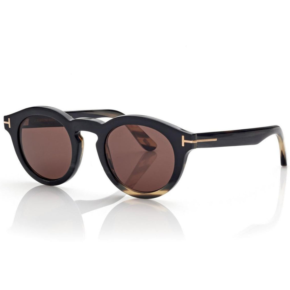 Tom Ford Women Round Frame Coloured Horn Sunglasses