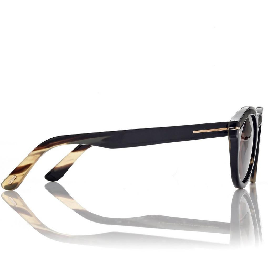 Tom Ford Women Round Frame Coloured Horn Sunglasses
