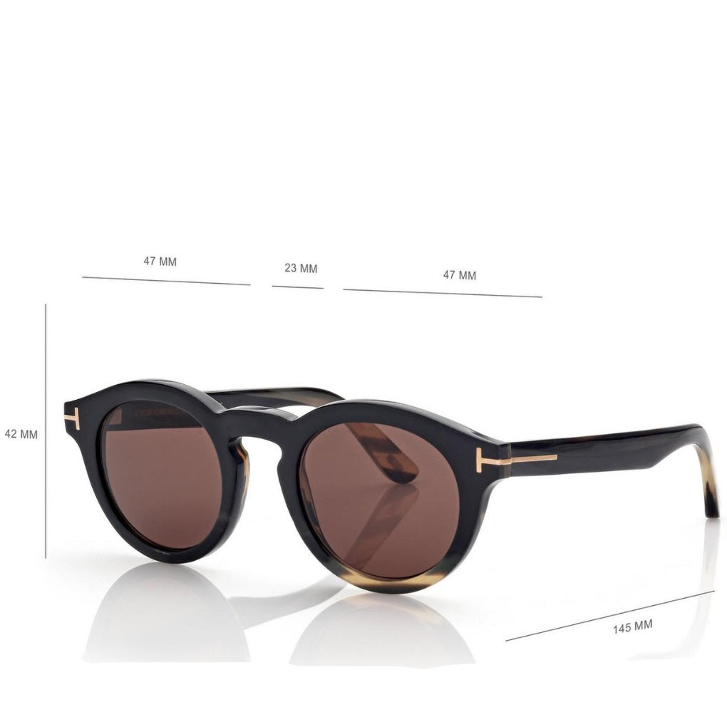 Tom Ford Women Round Frame Coloured Horn Sunglasses
