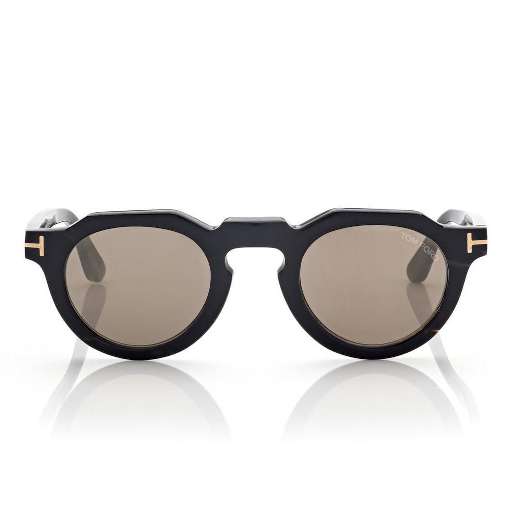 Tom Ford Men Round Frame Coloured Horn Sunglasses