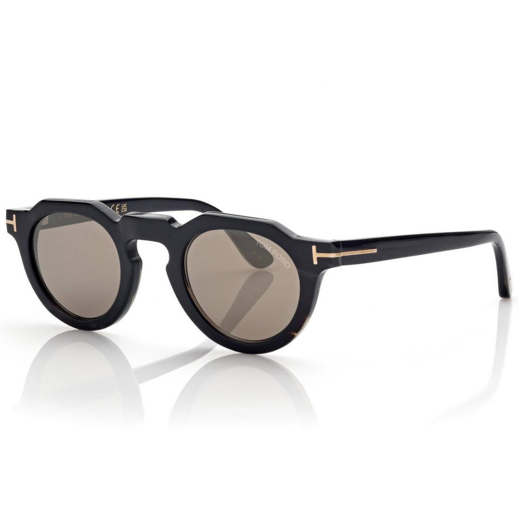 Tom Ford Men Round Frame Coloured Horn Sunglasses