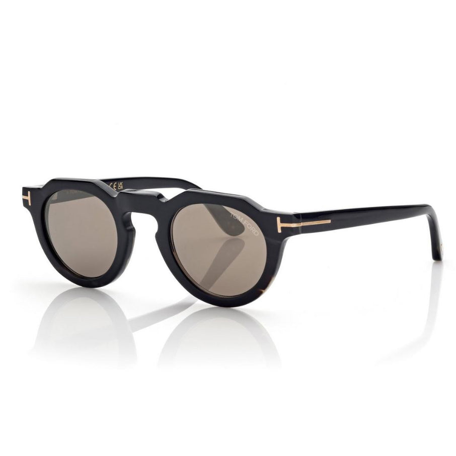 Tom Ford Women Round Frame Phantom Black Sunglasses