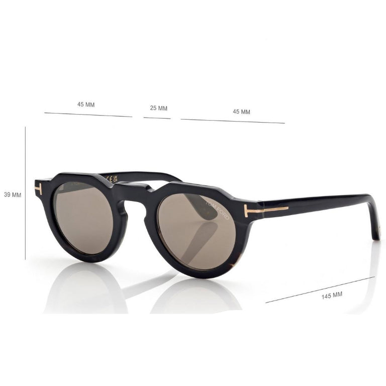 Tom Ford Women Round Frame Phantom Black Sunglasses